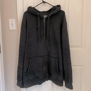 GOODFELLOW Men’s Full Zip Up Hooded Sweatshirt in Charcoal Grey